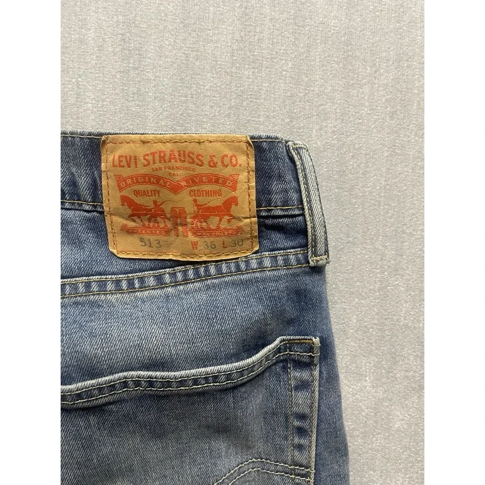 Levis 513 Jeans Men's 36 x 30 Blue Medium Wash Straight Denim Cotton